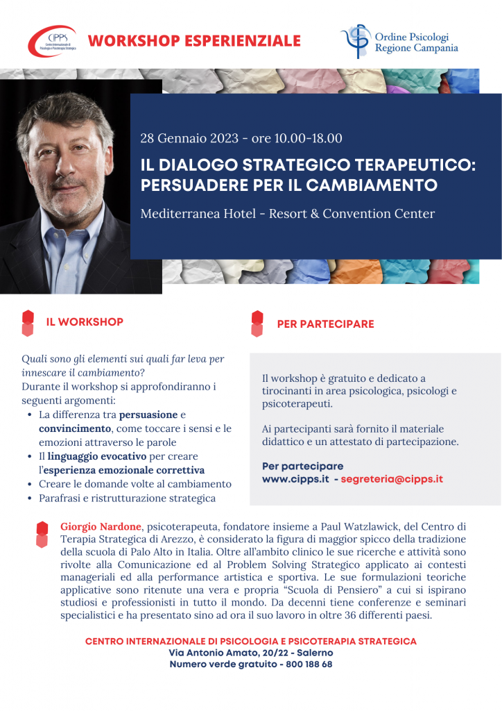 Nardone psicoterapia strategica cipps Il dialogo strategico terapeutico: persuadere per il cambiamento